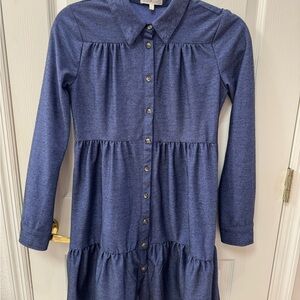 Ultra Flirt Blue Button-Up Casual Dress